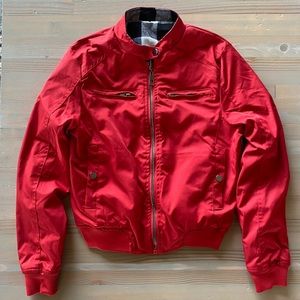 NWT Red Reversible Bomber Moto Jacket Coat XS S